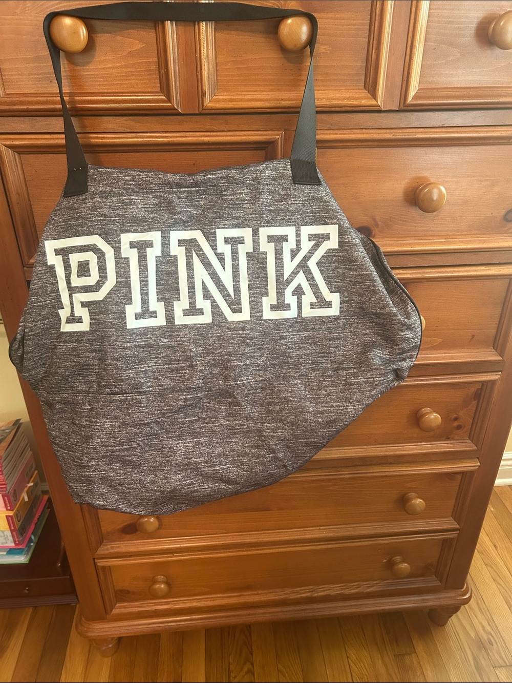 PINK Victoria's Secret Heathered Gray & Black Logo Tote